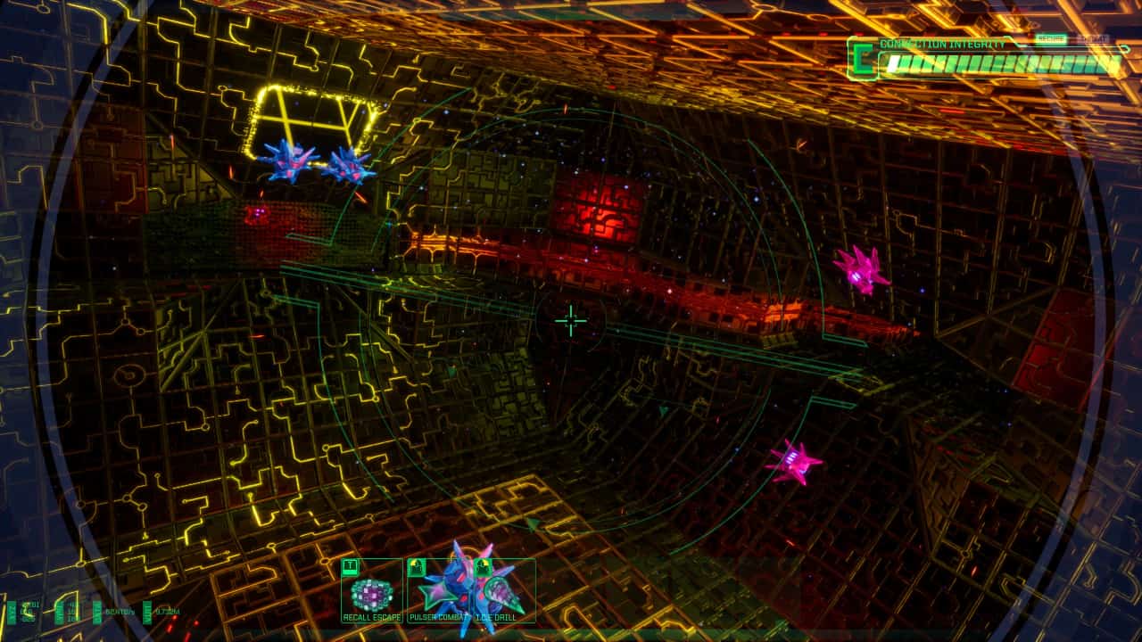 System Shock review: Enemies swarm the player in Cyberspace.