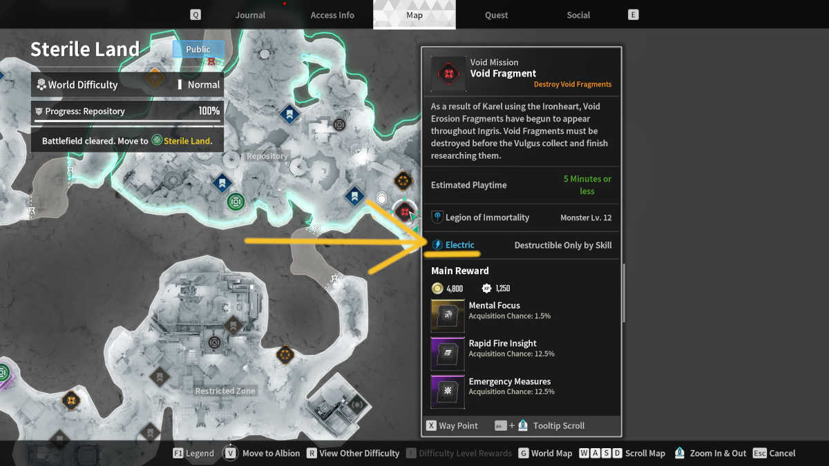 Map of the Void Fragment Missions in The First Descendant.