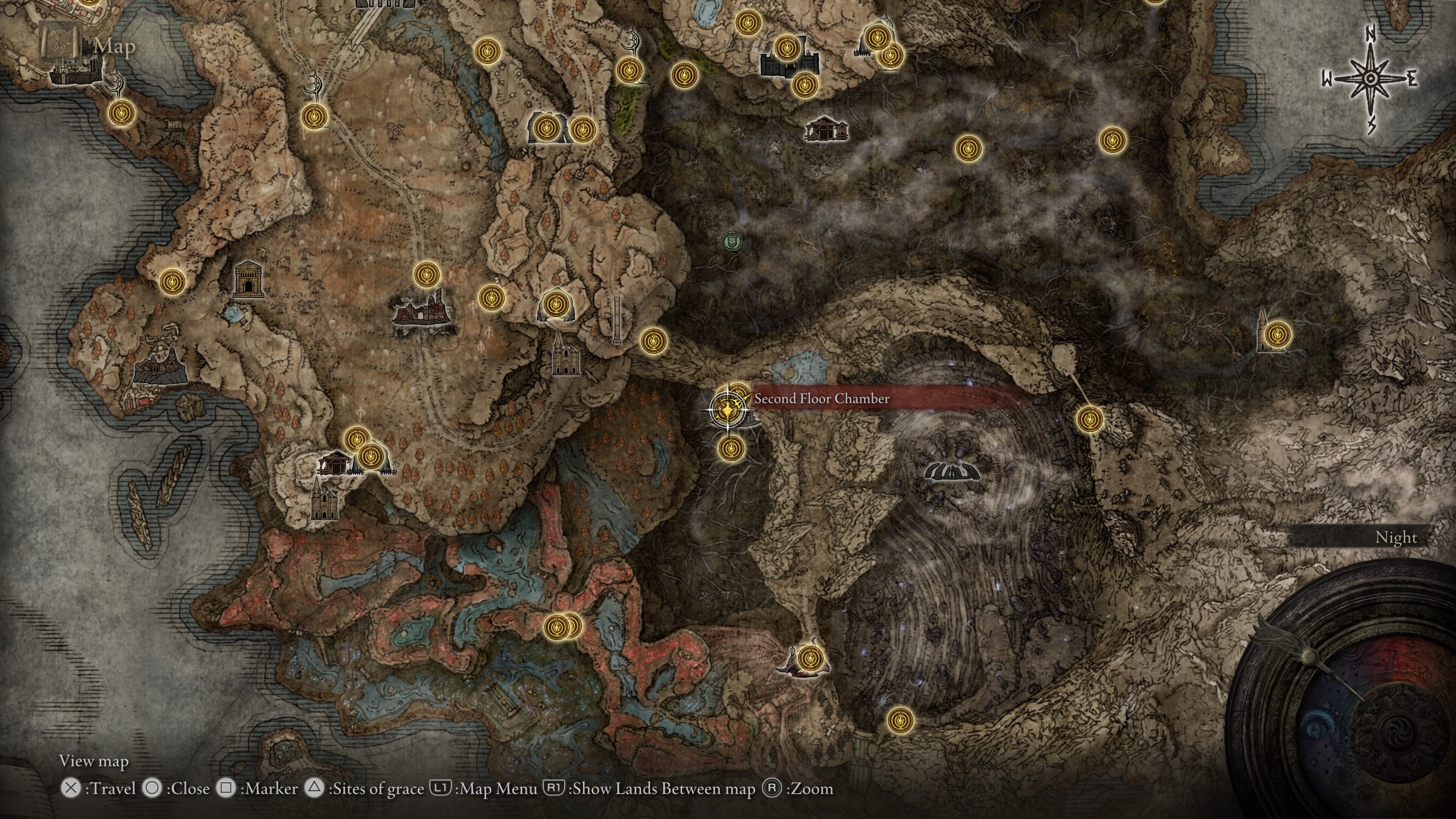 elden ring midra boss fight - the map in game showing where to find midra
