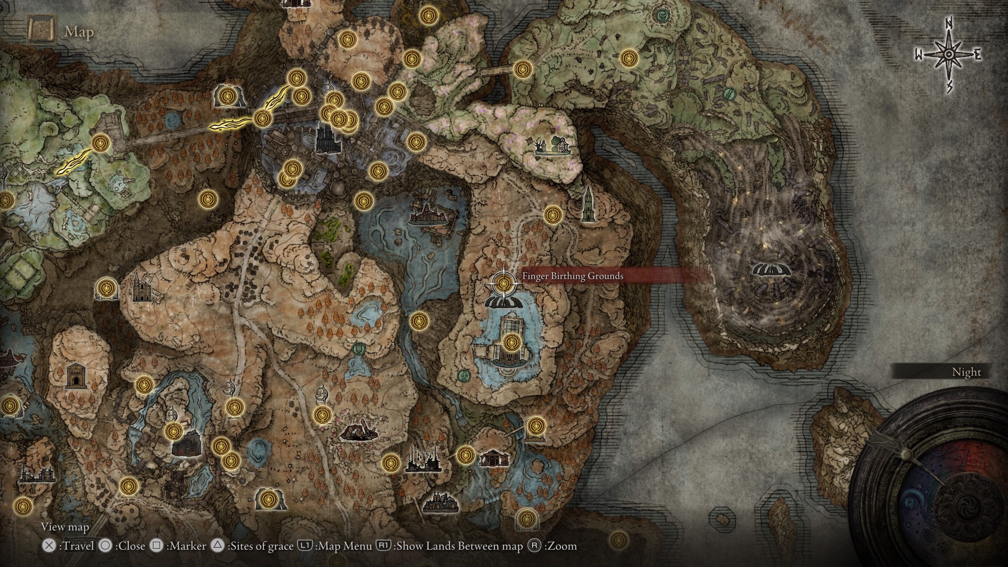 elden ring metyr mother of fingers boss guide - the map in shadow of the erdtree showing metyr boss location
