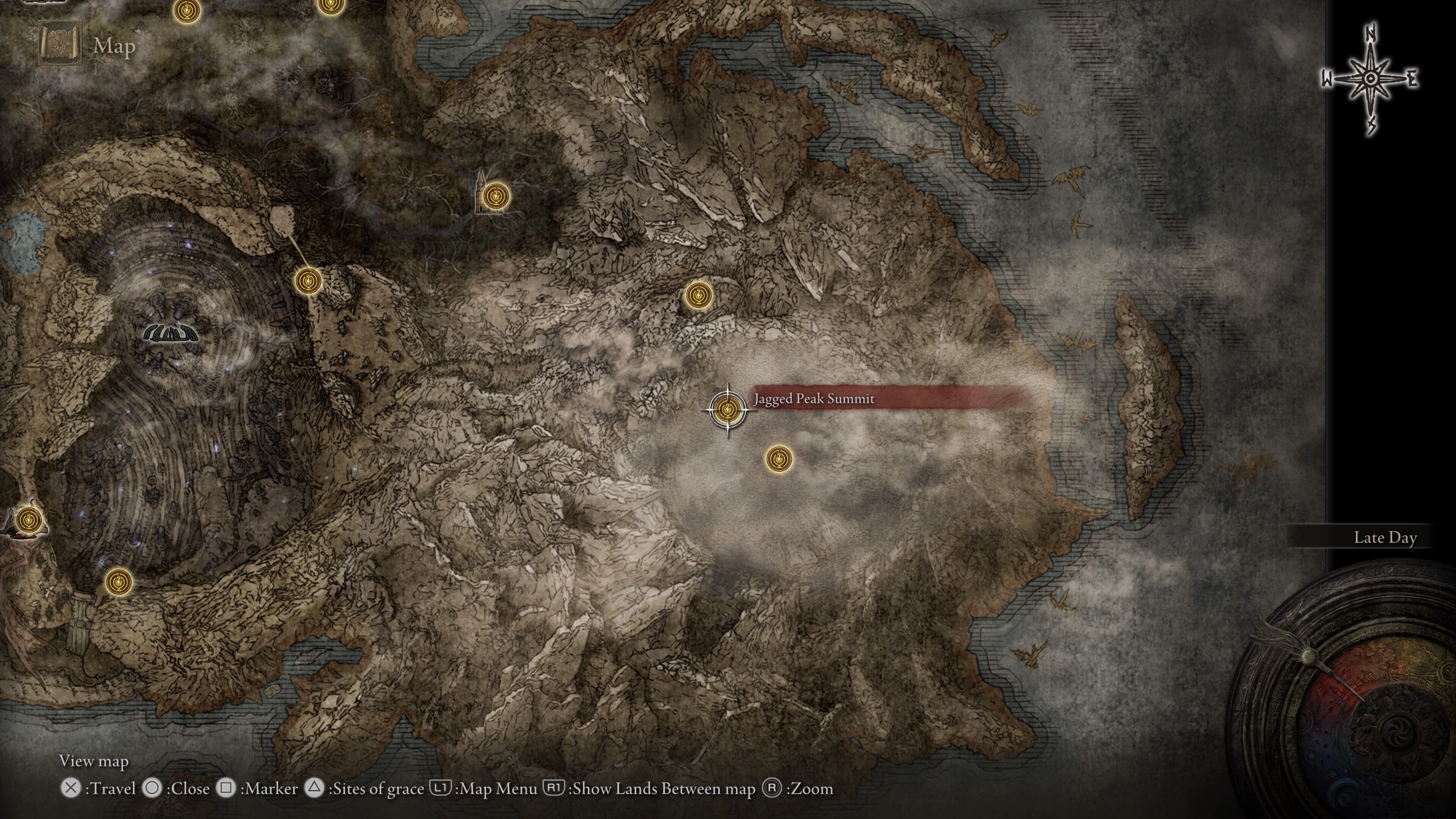 Elden Ring Shadow of the Erdtree bayle the dread boss guide - the map of the jagged peak, where bayle is found