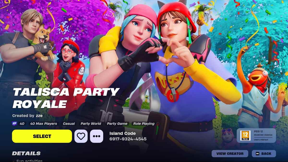 Best Creative Maps for XP in Fortnite: The main page in Fortnite Creative for Talisca Party Royale