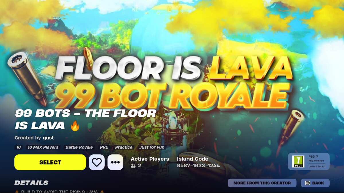 The title screen for the Floor is Lava map in Fortnite Creative.