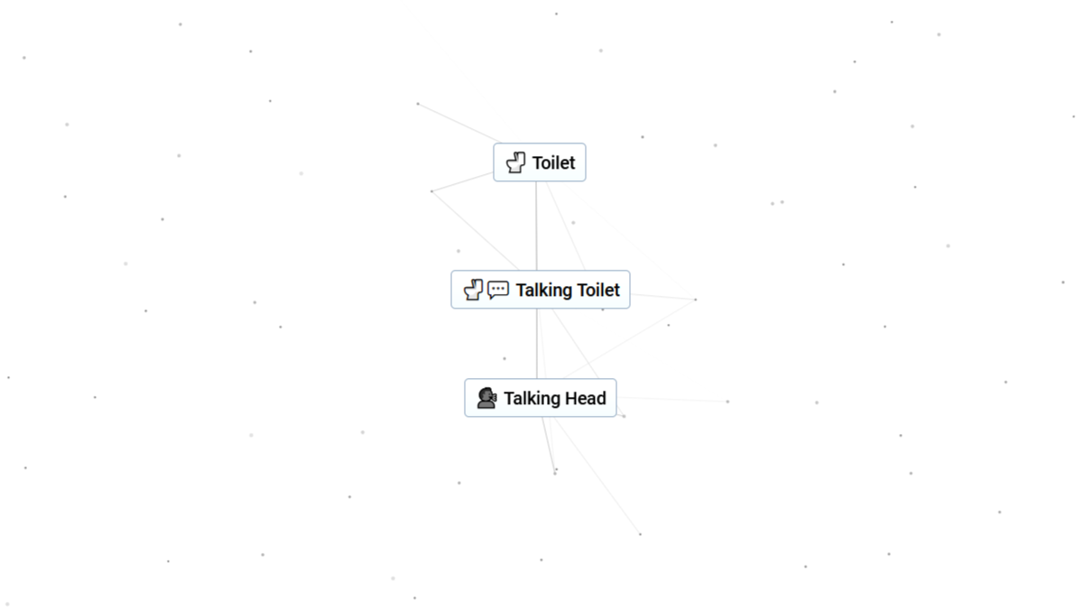 How to make Skibidi Toilet in Infinite Craft: Talking Toilet in Infinite Craft with Toilet above and Talking Head below.