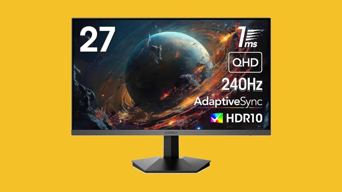 KOORUI 27 Inch Gaming Monitor QHD (2560 x 1440), 240 Hz, VA, 1ms, DCI-P3  90% Color Gamut, Adaptive Sync, (HDMI, DisplayPort) Black GN05