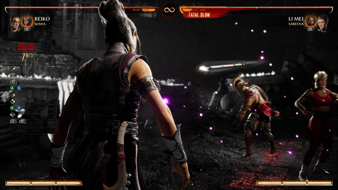 Mortal Kombat 1 Reiko: An image of Reiko fighting Li Mei with his Fatal Blow in the game.