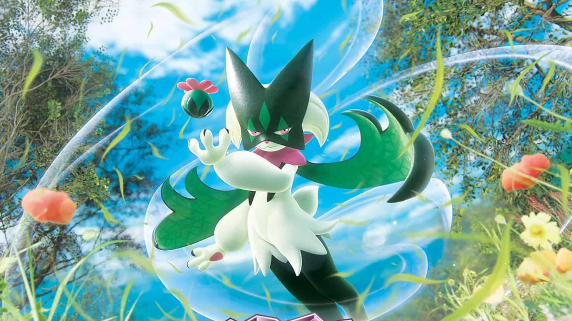 An image of a pokemon character in a field, showcasing the Pokemon TCG Gym Leader Challenge.