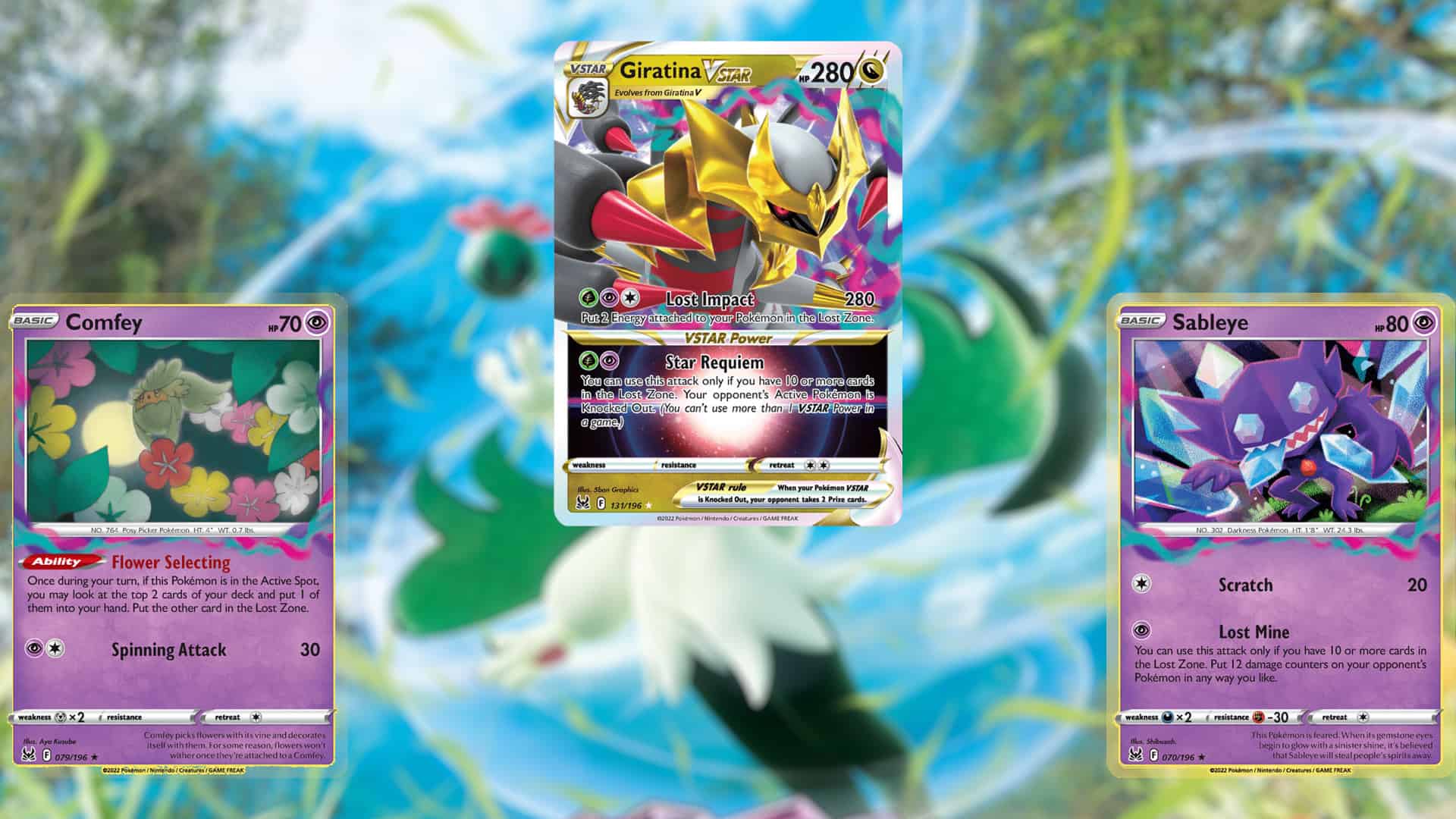 Picture of key cards from the Giritina VSTAR starter deck on Pokemon TCG Live