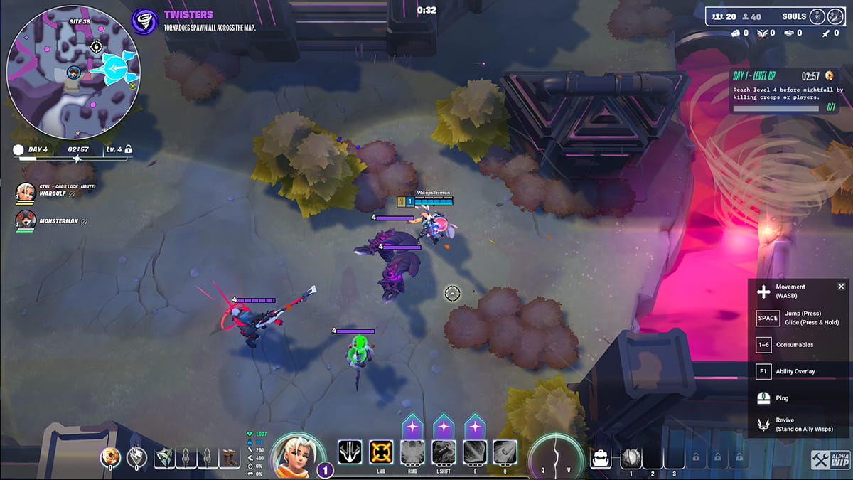 Image of the player fighting a camp of mobs in Supervive.