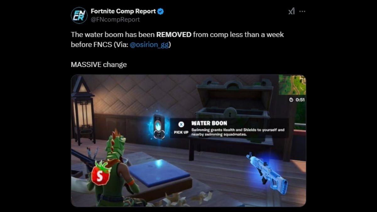 Water Boon removed in Fortnite Competitive.