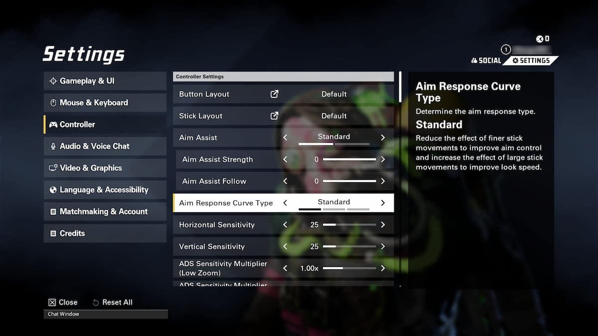 Screenshot of the XDefiant settings menu showing controller configurations, including button layout, aim assist options, and sensitivity settings to help you set it up just right.